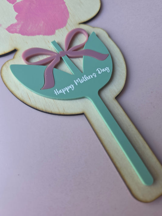 Wooden flower handprint plaque
