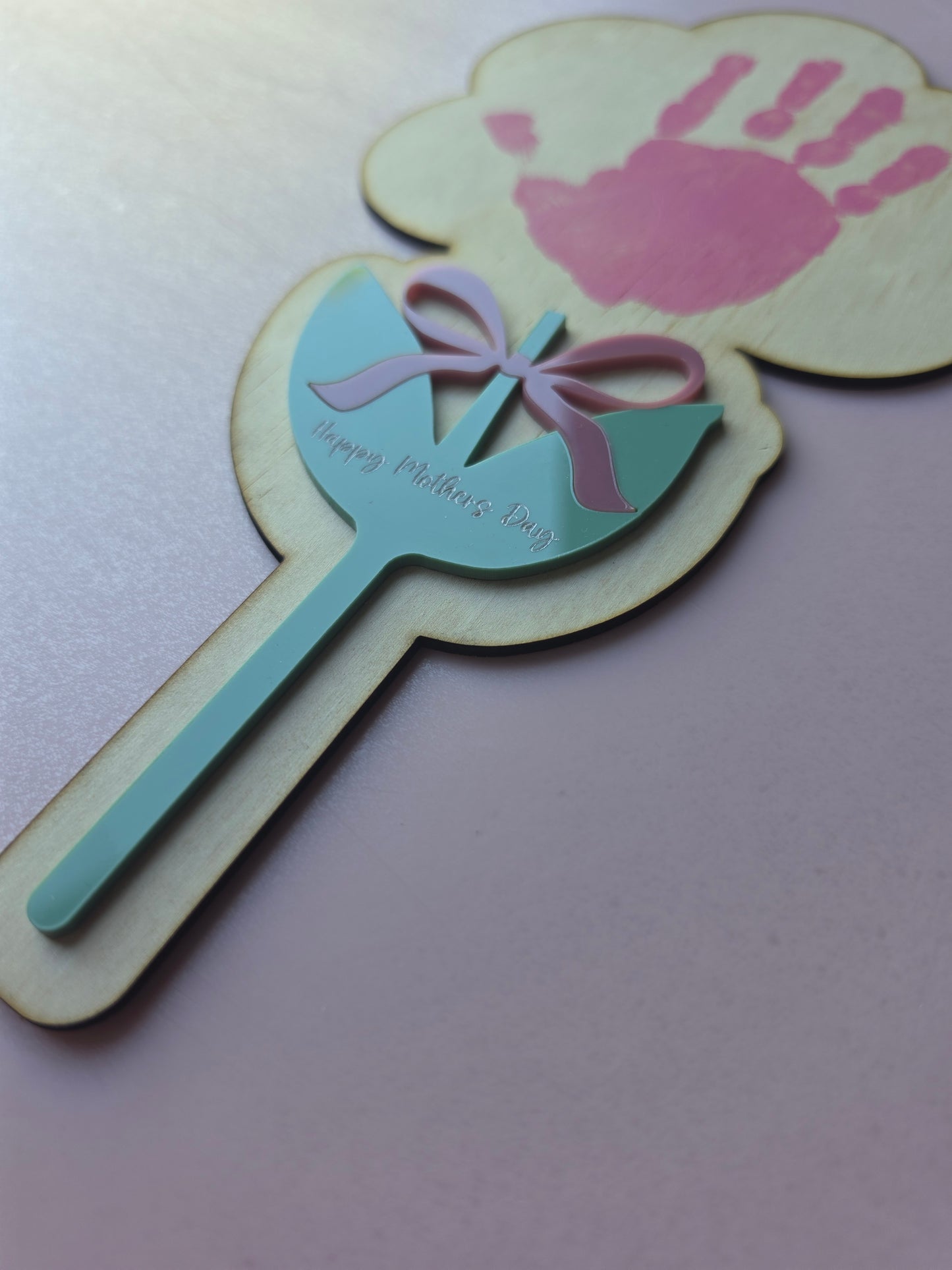 Wooden flower handprint plaque