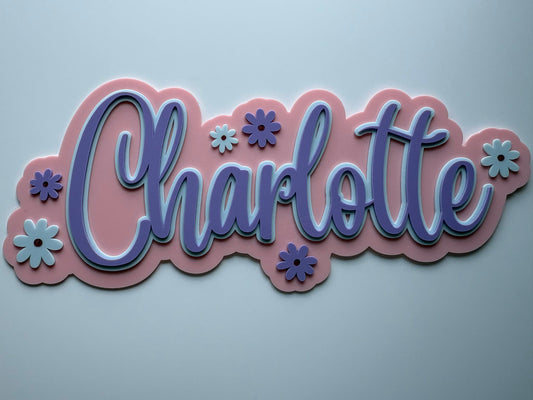Flower Name Plaque 3 Layer Acrylic