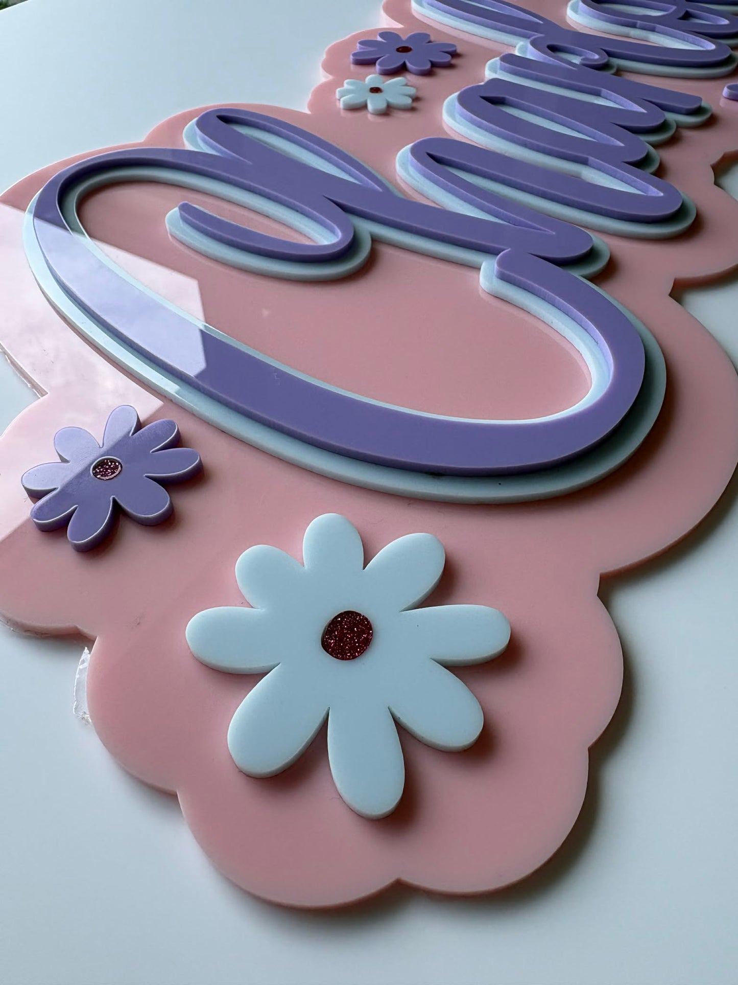 Flower Name Plaque 3 Layer Acrylic