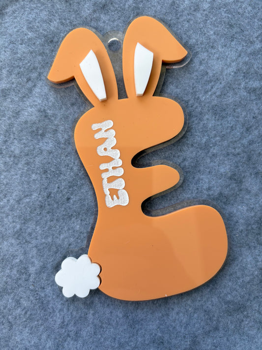 Bunny Initial retro keyring/tag