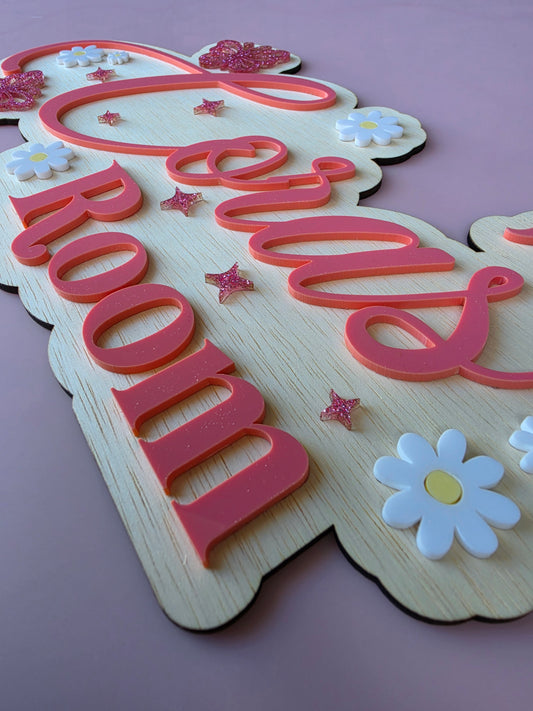 Room door name plaque sign