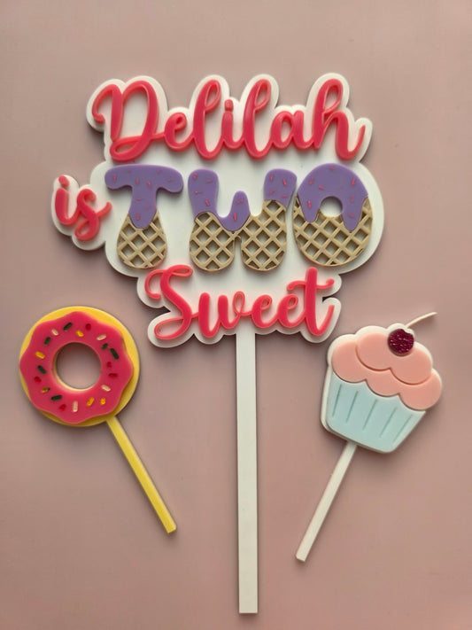 Two Sweet Acrylic Cake Topper