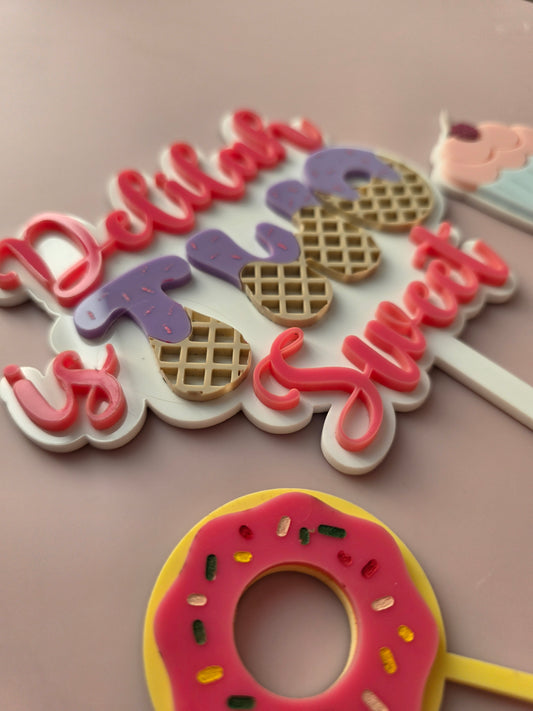 Two Sweet Acrylic Cake Topper