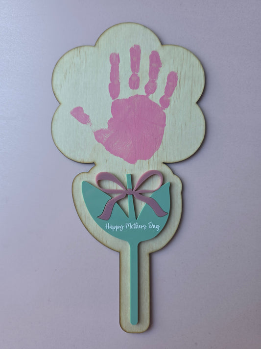 Wooden flower handprint plaque