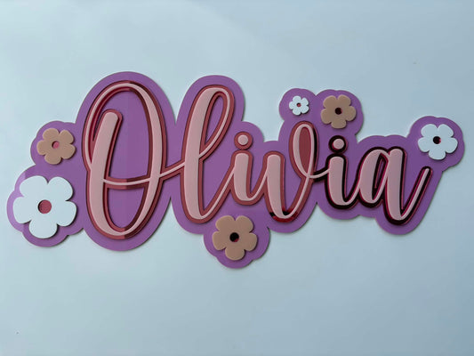 Flower Name Plaque 3 Layer Acrylic