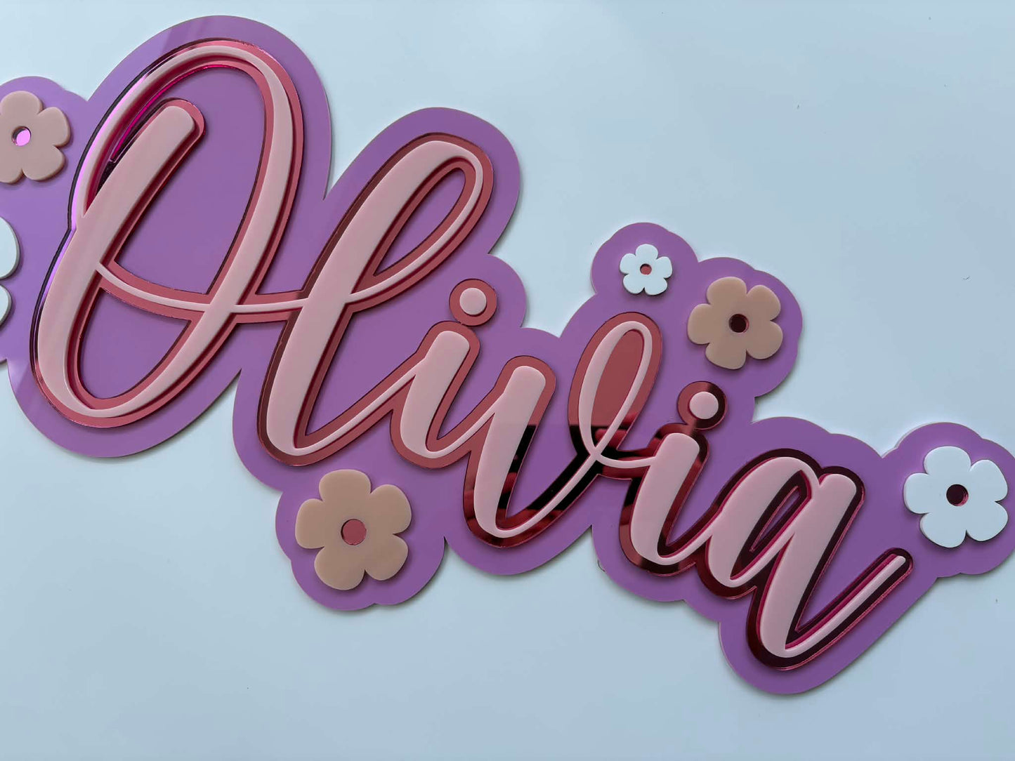 Flower Name Plaque 3 Layer Acrylic