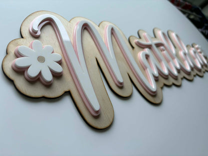 Flower Name Plaque 3 Layer Acrylic