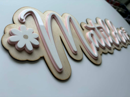 Flower Name Plaque 3 Layer Acrylic