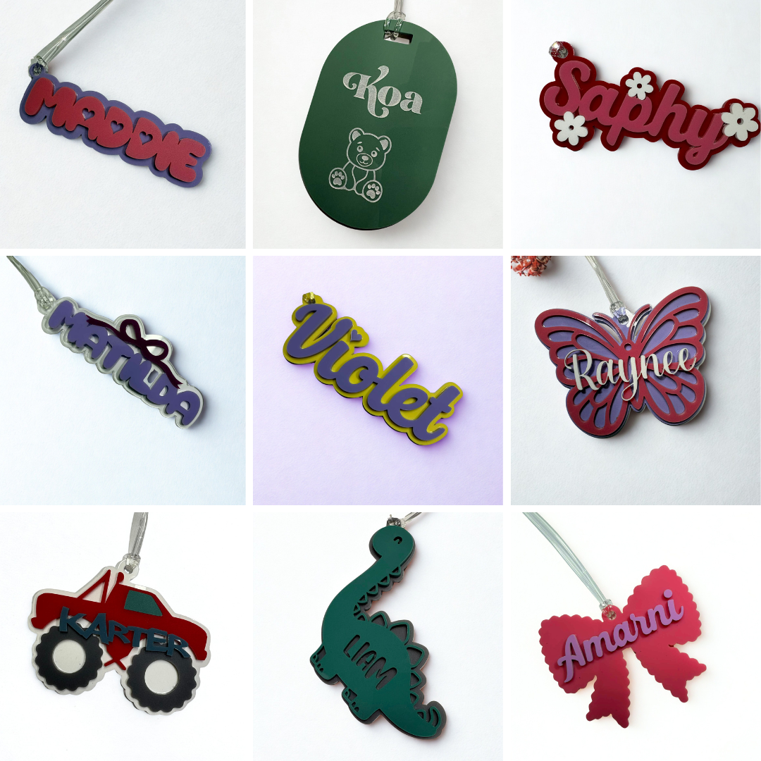 Personalised Acrylic Keyrings/Bag tags