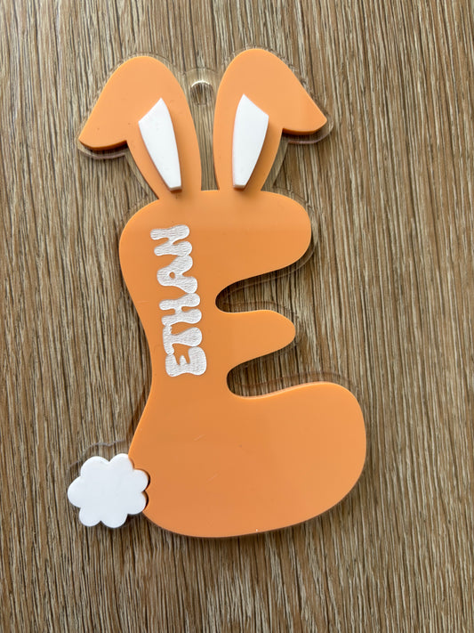 Bunny Initial retro keyring/tag