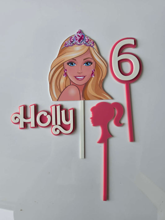 Pink doll inspired Cake Topper