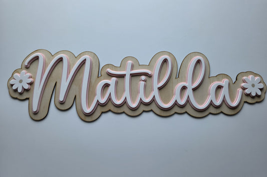 Flower Name Plaque 3 Layer Acrylic