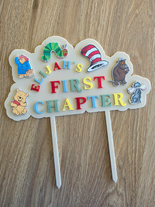 First Chapter theme Acrylic Cake Topper