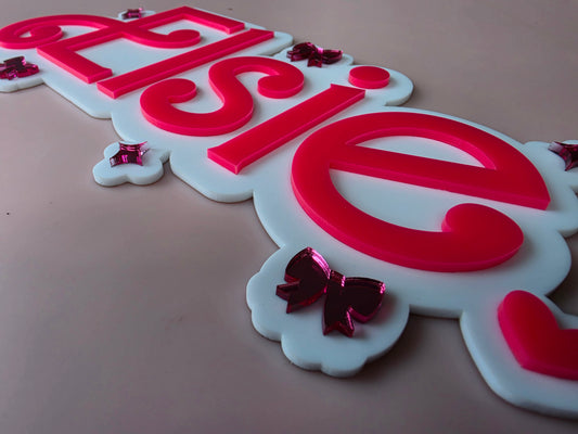 Pink girl inspired name plaque 2D