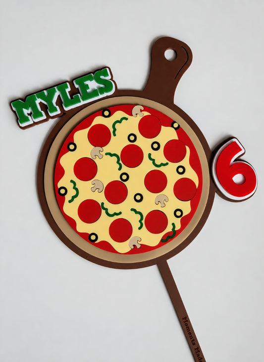 Acrylic Pizza Theme Cake Topper