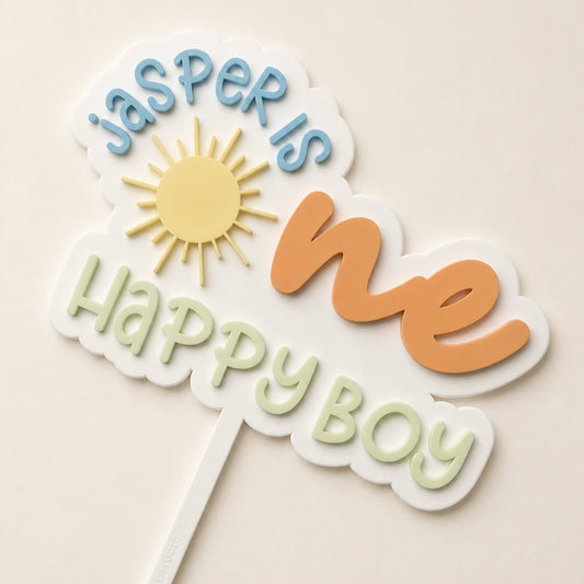 ONE Happy Boy theme Acrylic Cake Topper