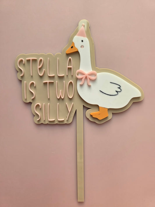TWO Silly cake topper